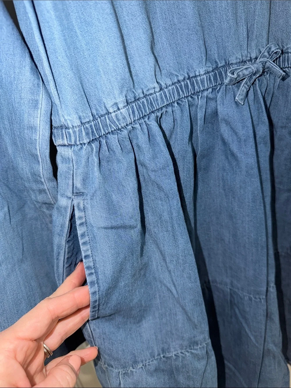Lands' End Light Blue Denim Shirt Dress girls size XLarge 14-16